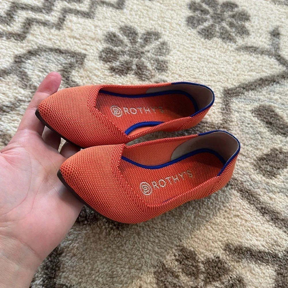 ROTHY’s To the Point 6 flat Persimmon rare color Washable Retired